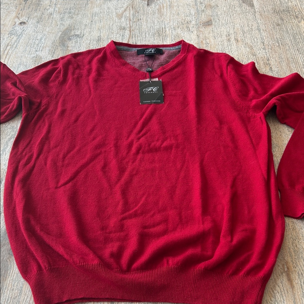Foxcroft Men's V-Neck Sweater in Rich Red